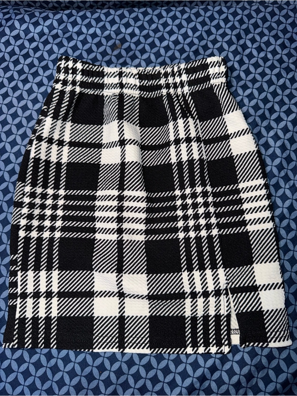 SHEIN Black and White Plaid A-Line Skirt